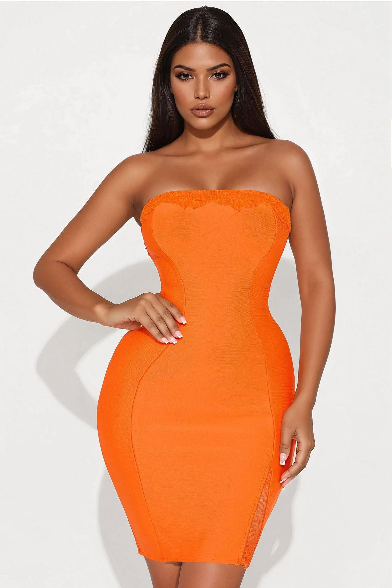 Shaina Bandage Midi Dress - Orange Product Image