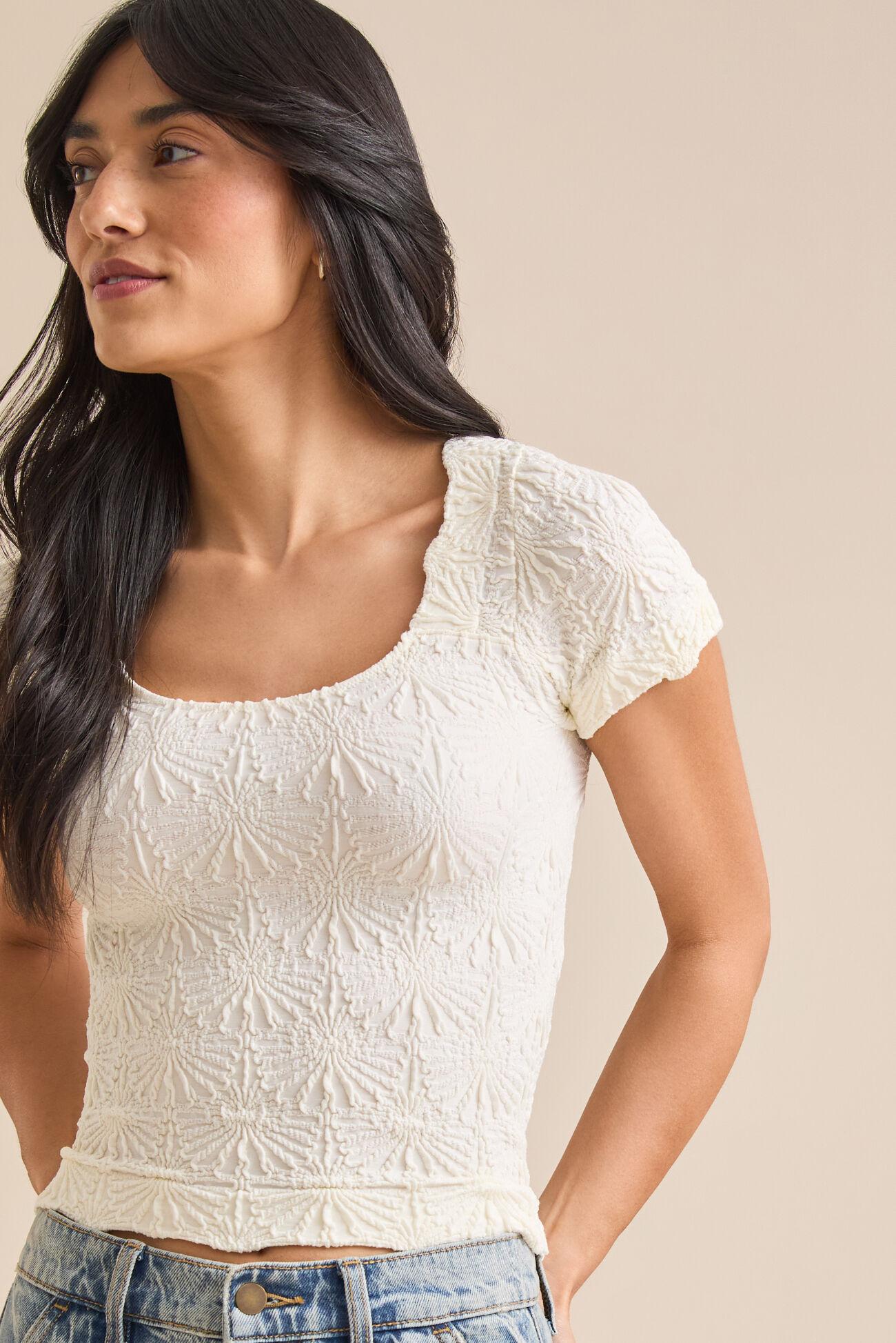 Blaire Short Sleeve Seamless Floral Tee Product Image