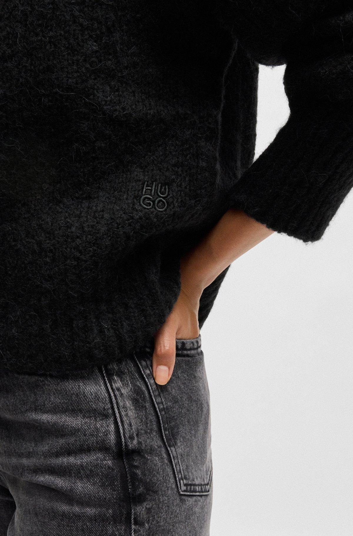 Oversize-fit cardigan with V neckline and cropped length Product Image