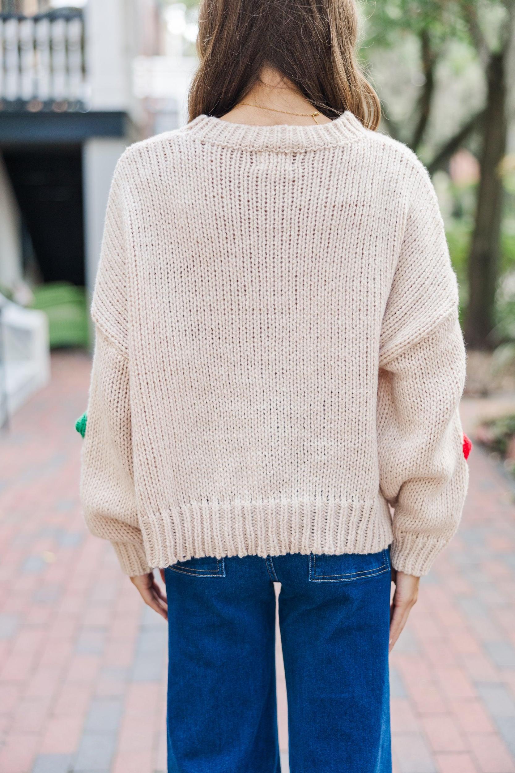 You're The One Oatmeal Floral Sweater Female Product Image