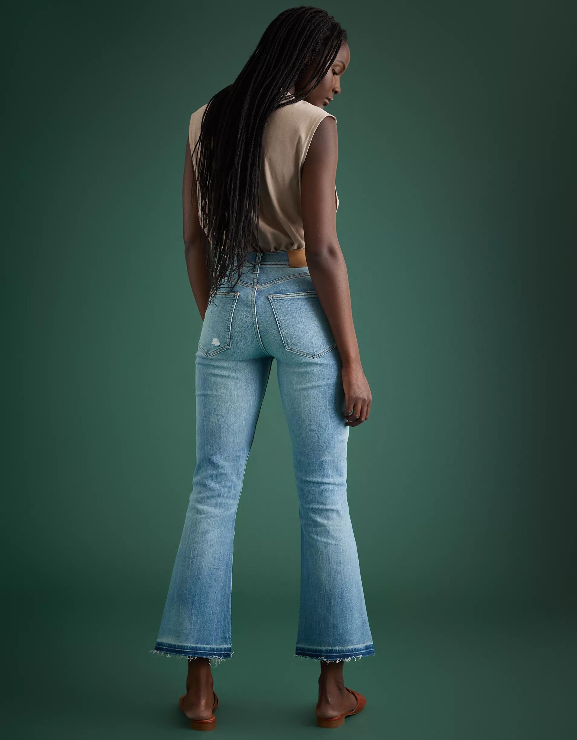 AE77 Premium High-Waisted Crop Flare Jean Product Image