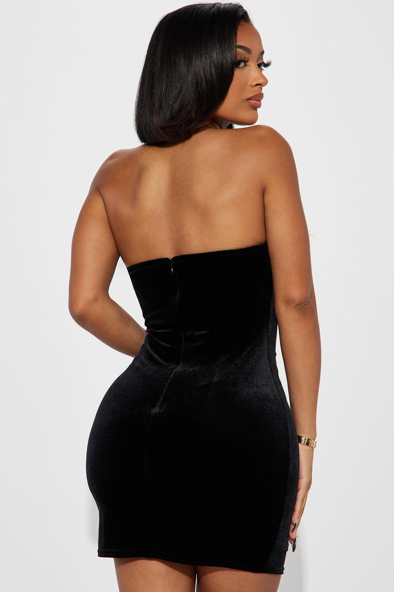 Morgan Velvet Mini Dress - Black Product Image
