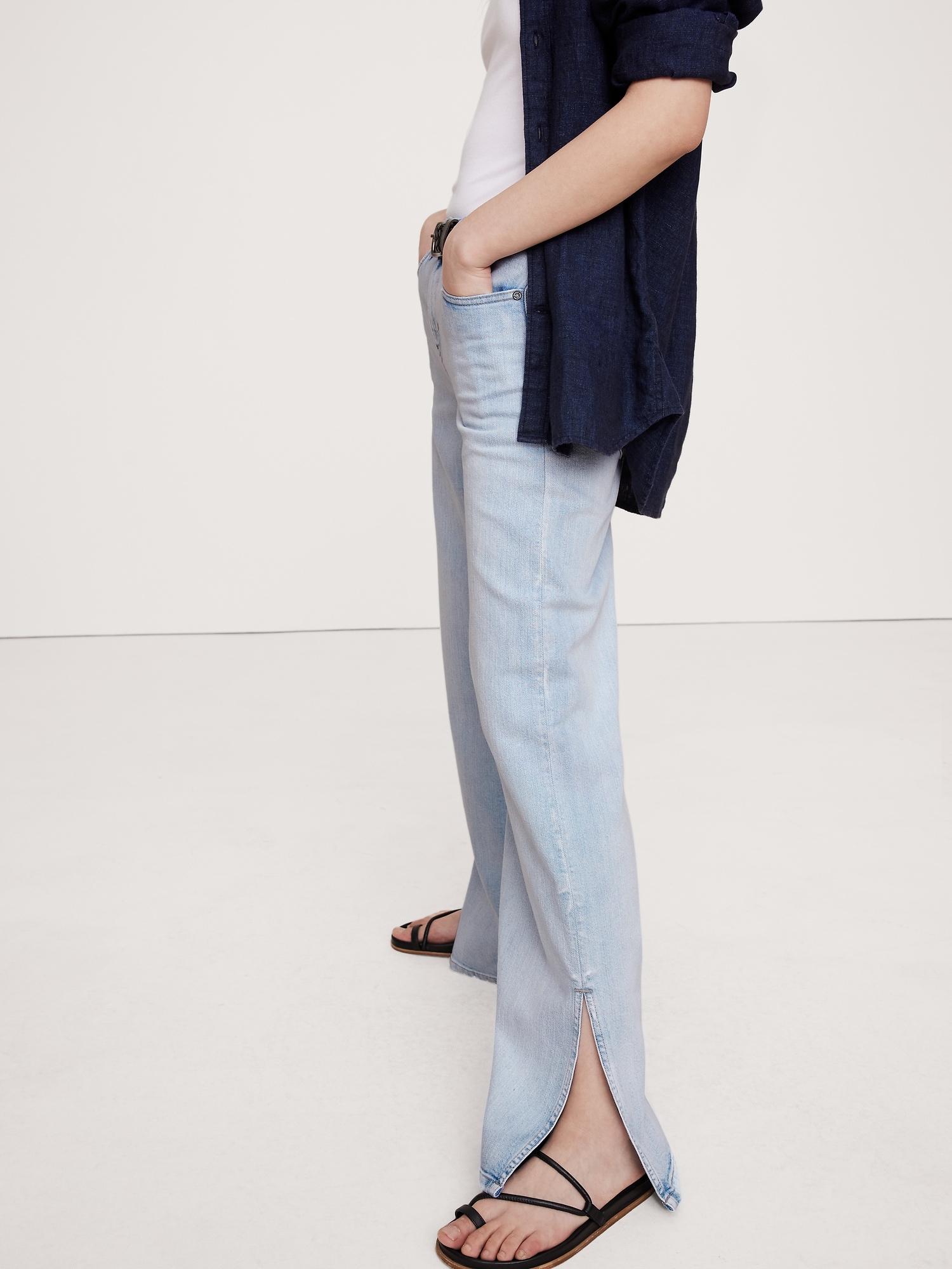 The Icon Classic Mid-Rise Wide-Leg Split-Hem Jean Product Image