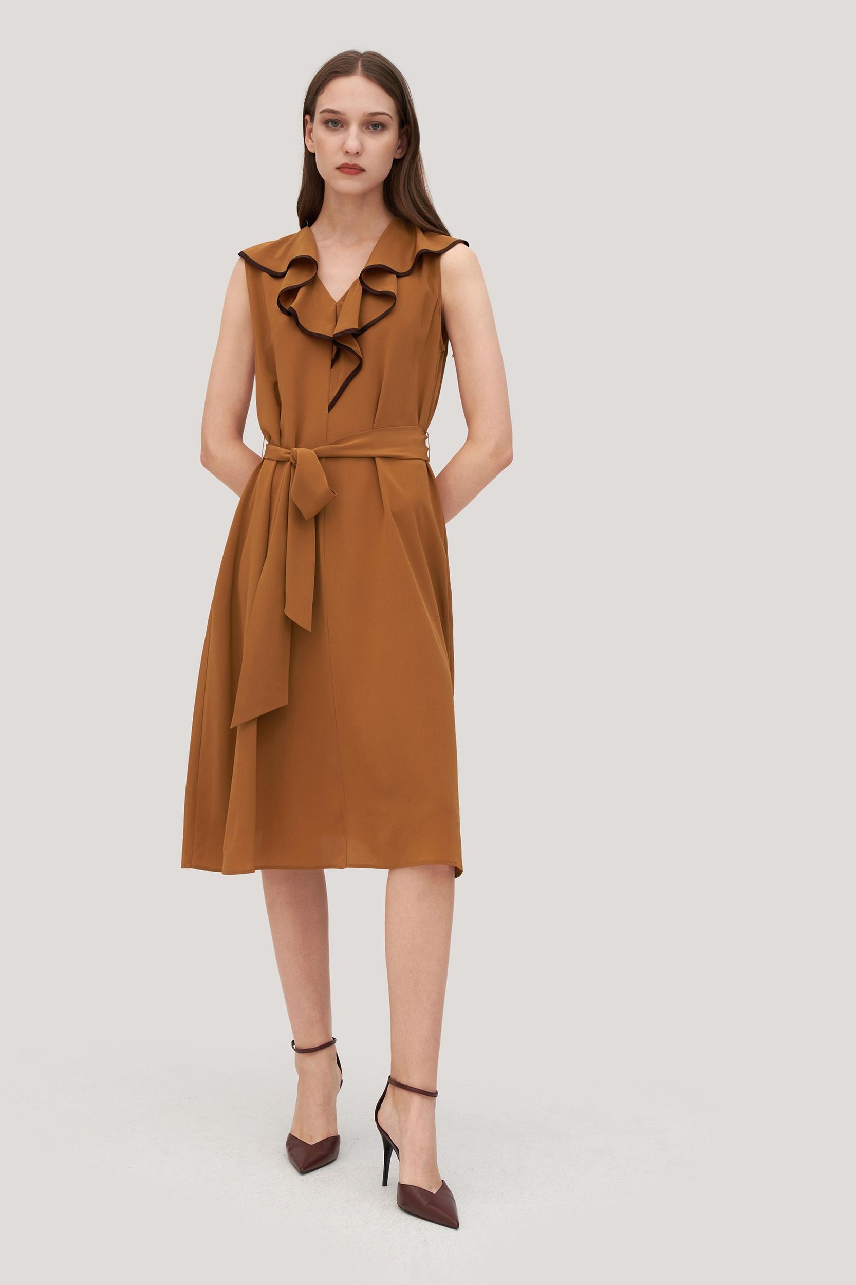 V-Neck Sleeveless Silk Orchid Dress Product Image