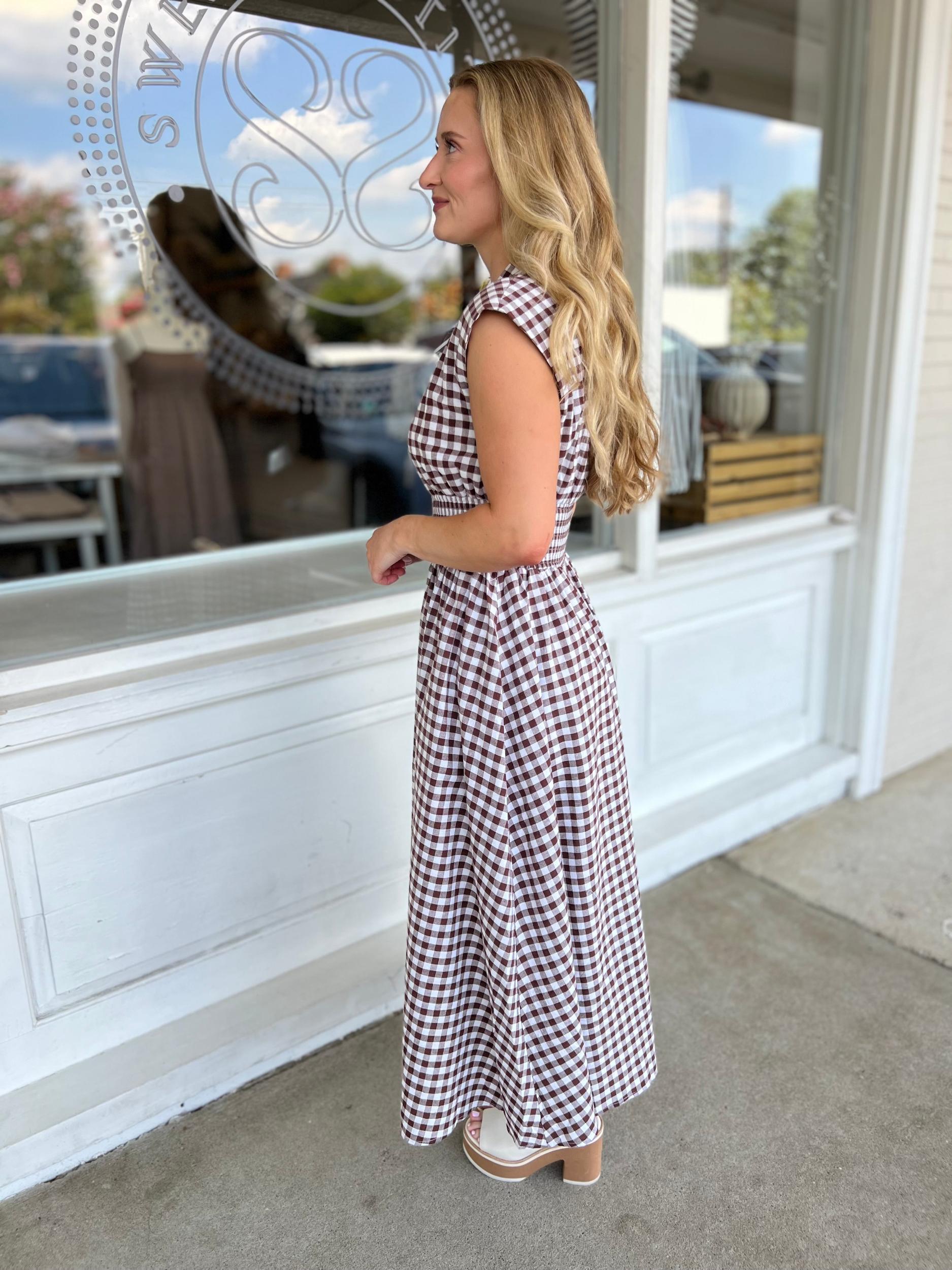 Eliana Gingham Midi Dress Product Image