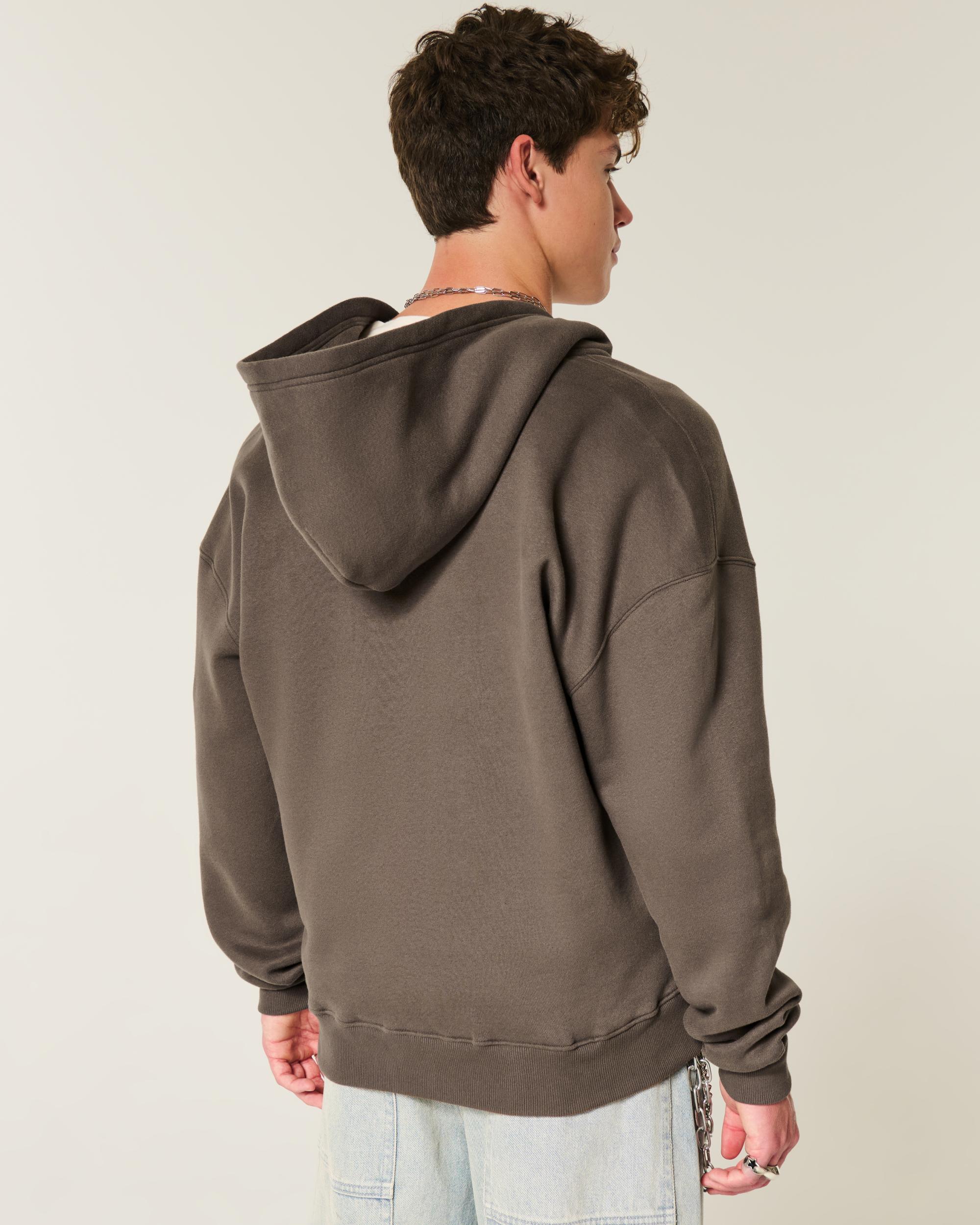 Boxy Flame Graphic Zip-Up Hoodie Product Image
