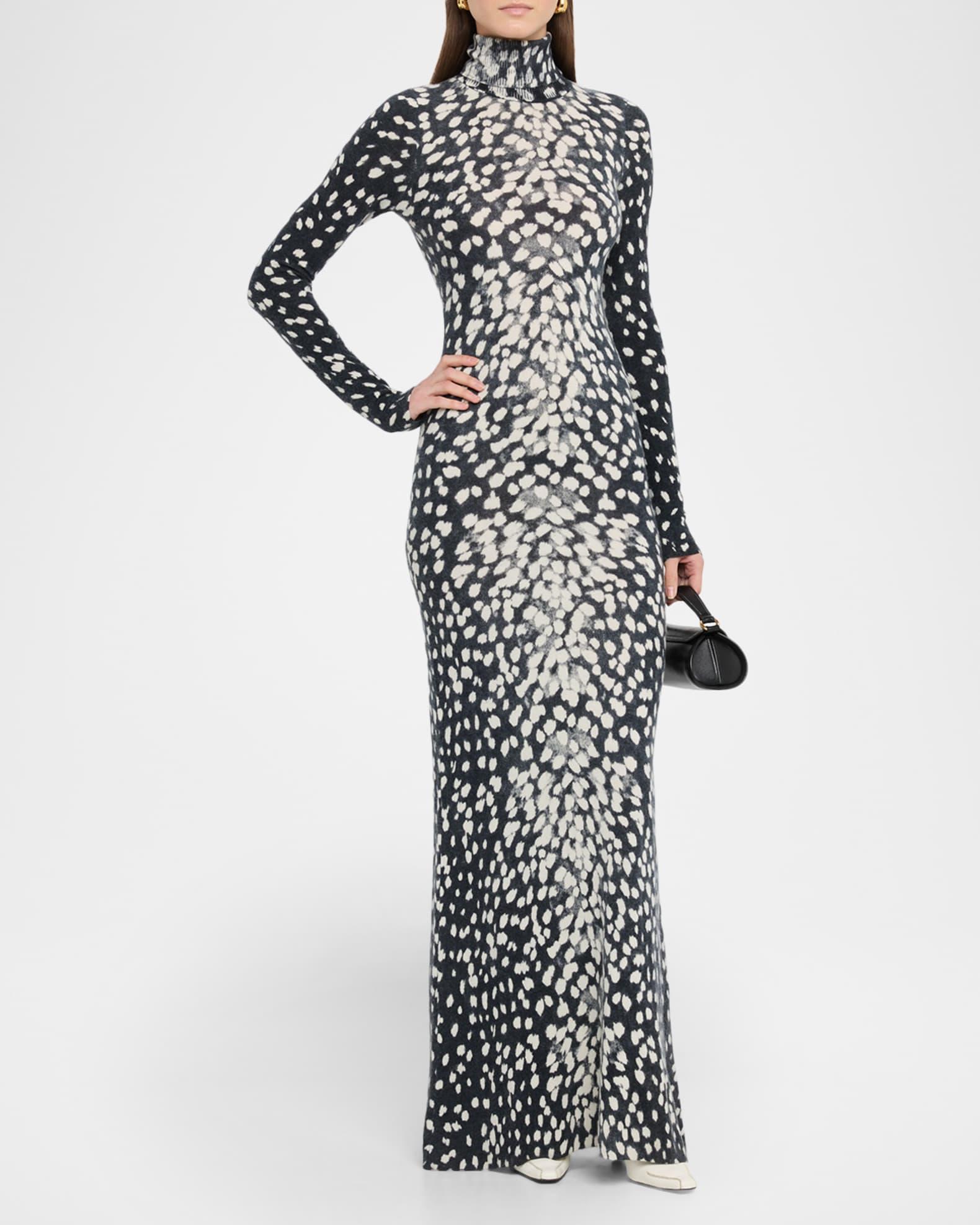 The Camille Animal-Print Cashmere Maxi Dress Product Image