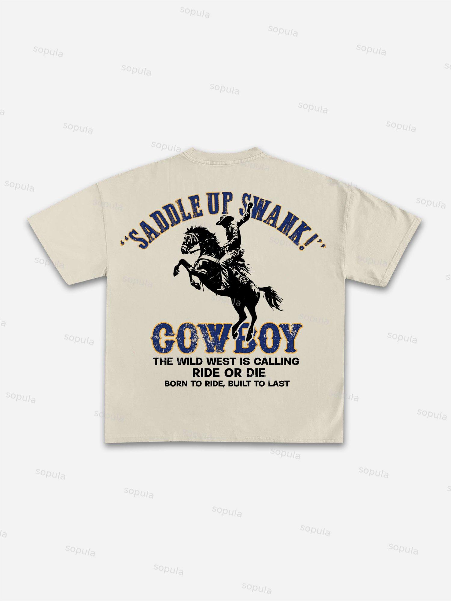 Cowboy Old Vintage Graphic Cotton T-shirt Product Image