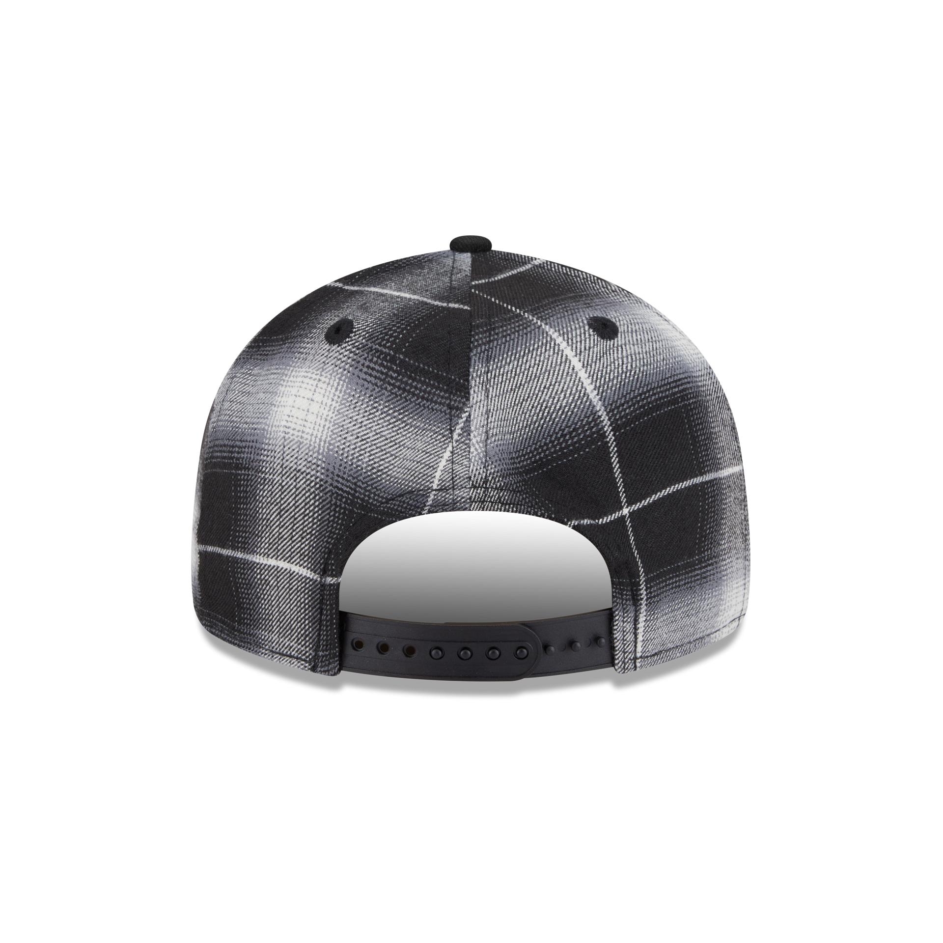 Los Angeles Dodgers Black and White Plaid Retro Crown 9FIFTY Snapback Hat Male Product Image