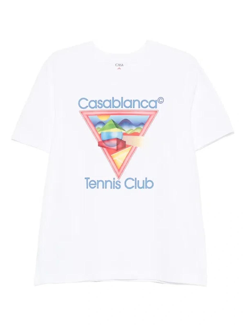 CASABLANCA Cotton Crew Neck T-shirt With Graphic Print In White Product Image