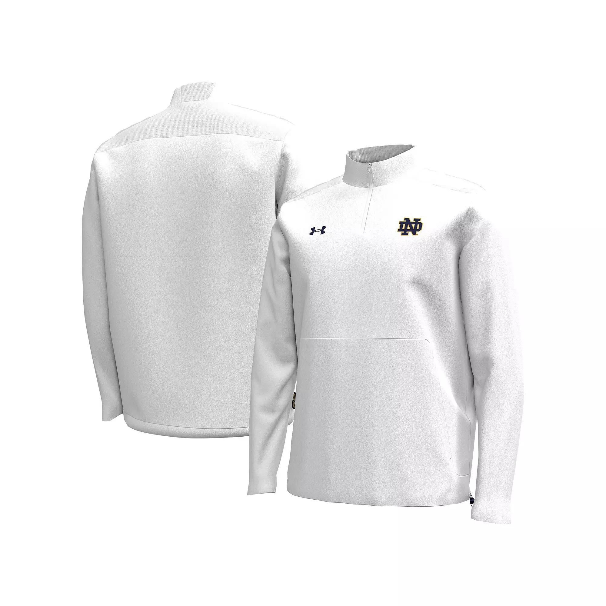 Men's Under Armour White Notre Dame Fighting Irish Motivate Quarter-Zip Performance Jacket,  Product Image