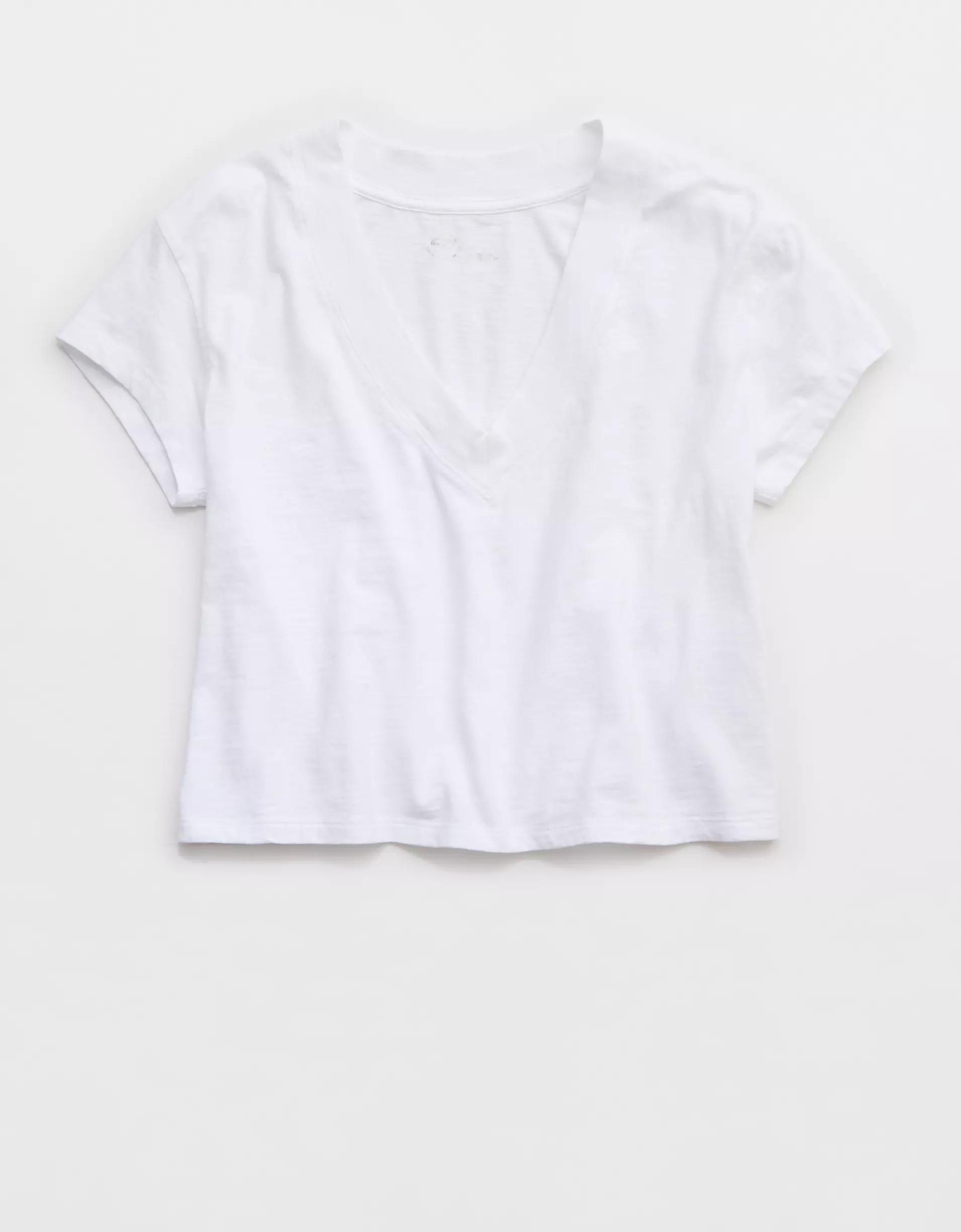 Aerie Cropped Extreme V-Neck T-Shirt Product Image