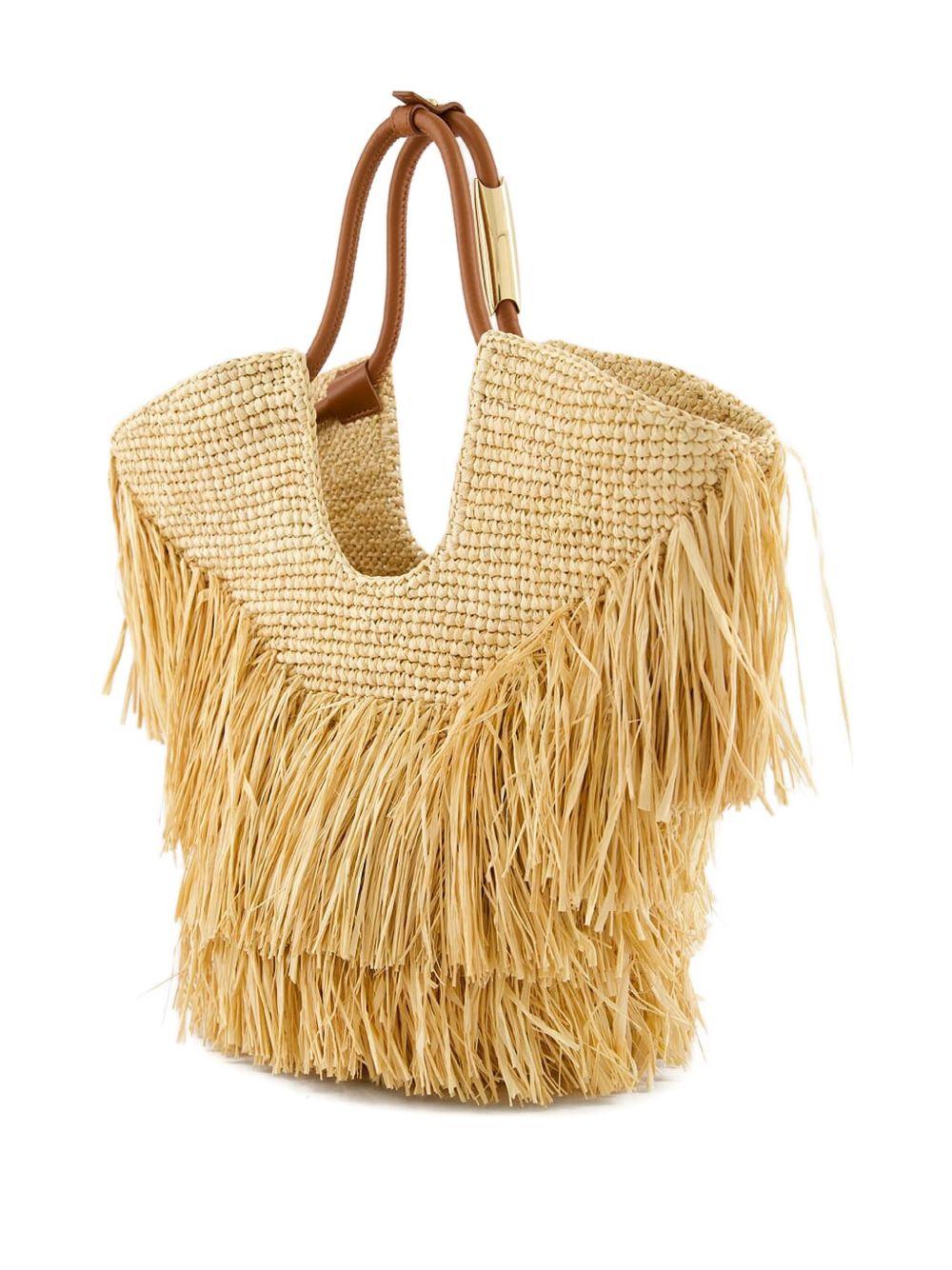 fringed straw handbag Product Image
