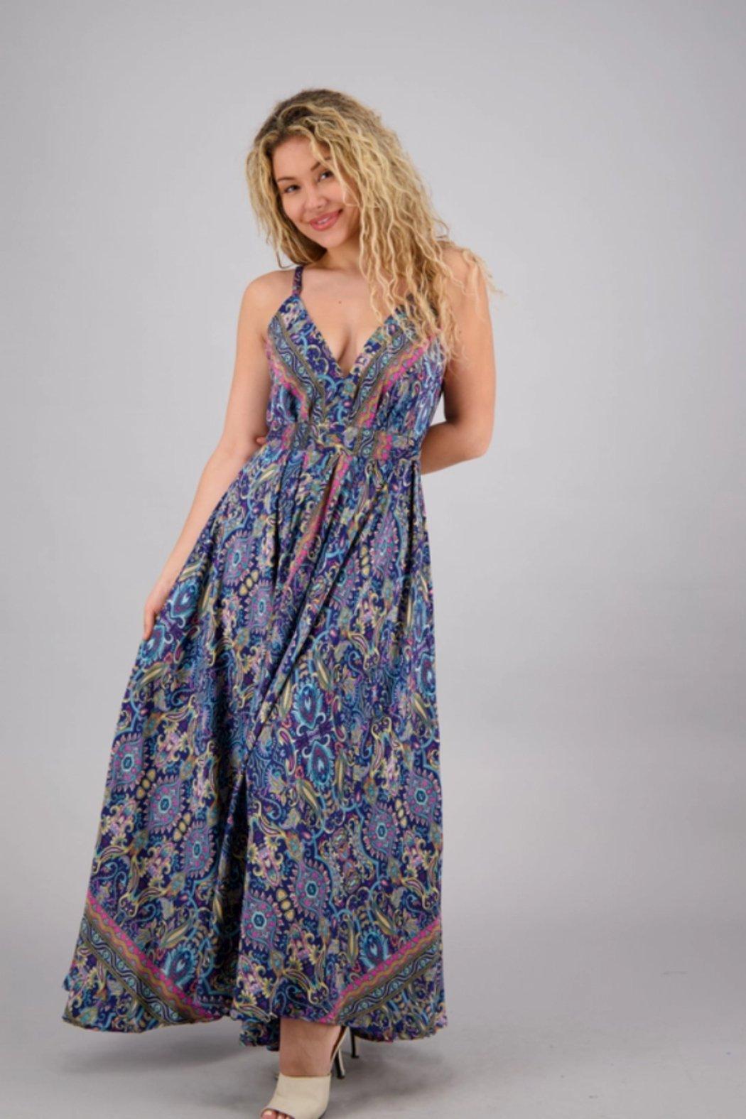 Maxi Silk Blend Spaghetti Strap Dress Product Image