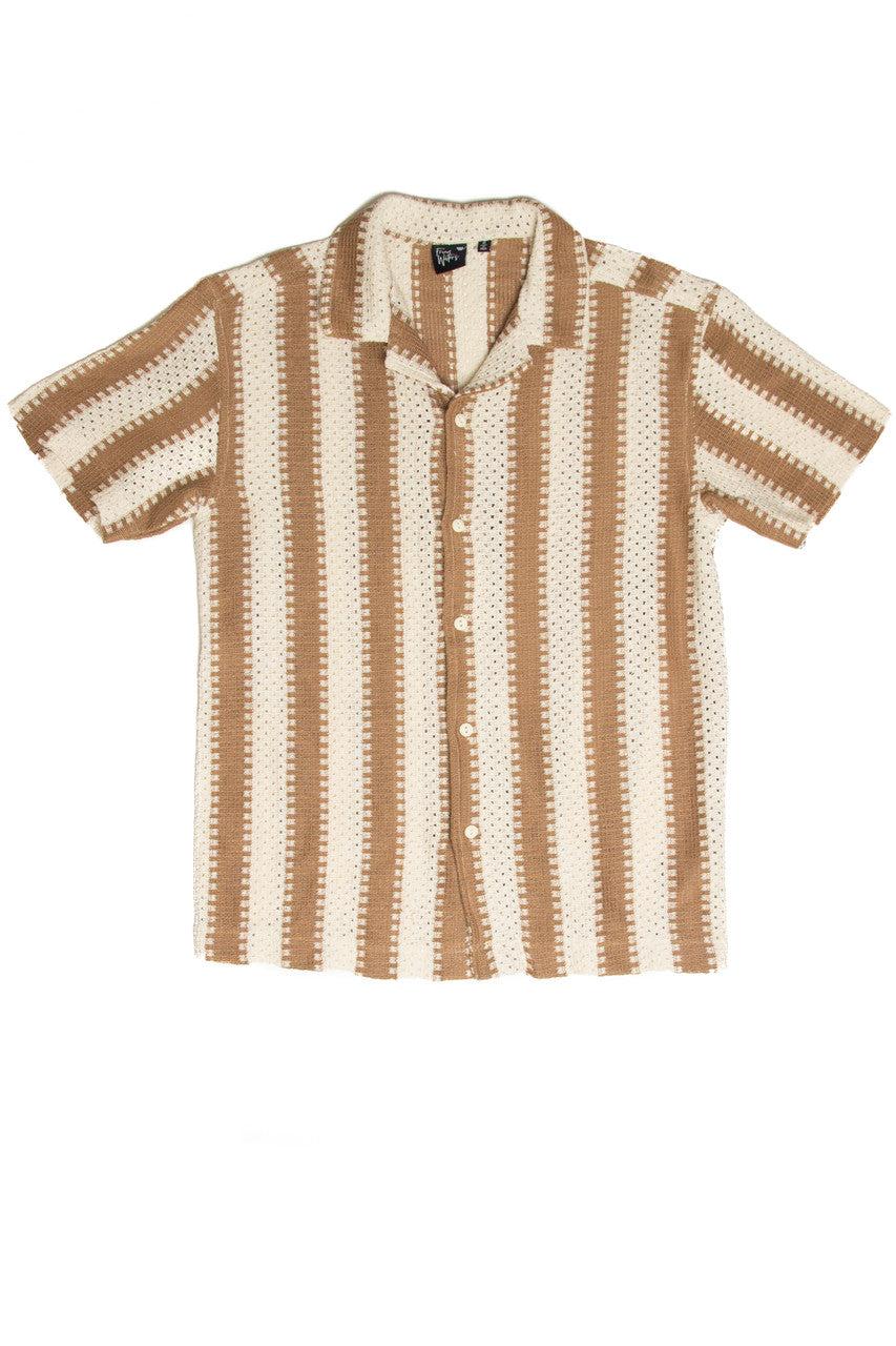 Crochet Striped Woven Shirt Product Image