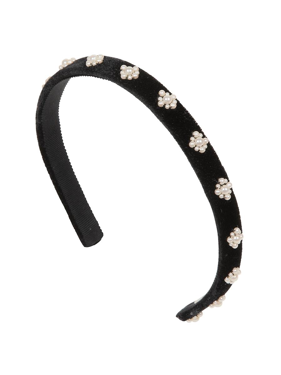 Womens Maggie Imitation-Pearl Velvet Headband Product Image