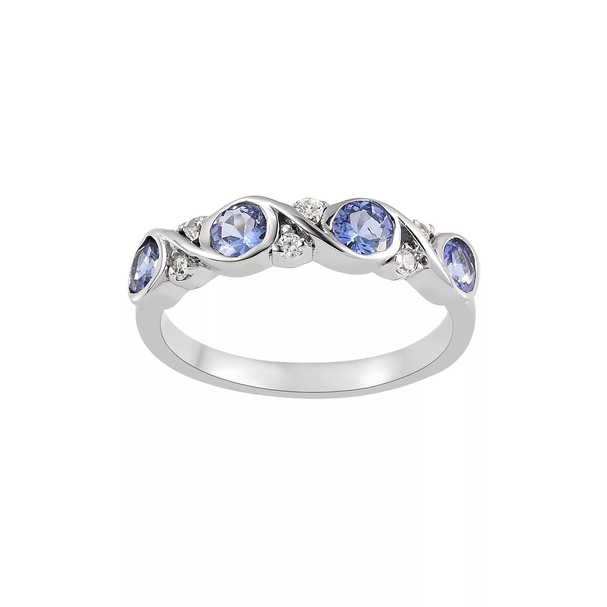 Sterling Silver Tanzanite & White Zircon Ring, Womens Product Image