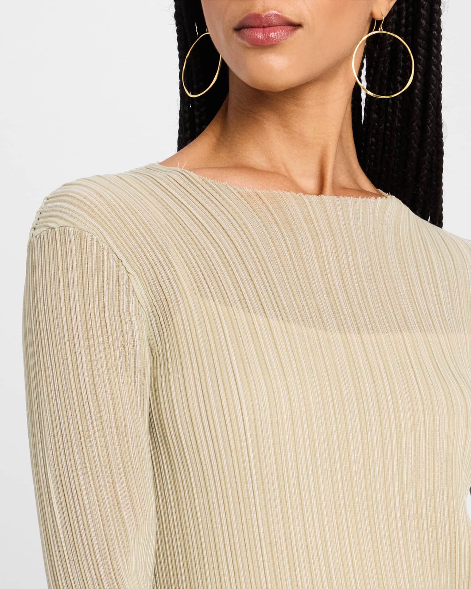 Long-Sleeve Ribbed Midi Dress Product Image