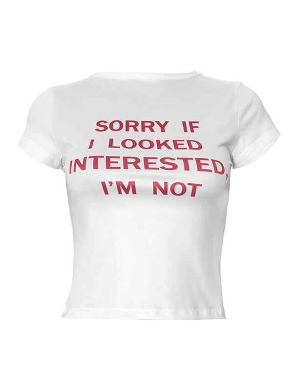 Round Neck Letter Print Short Sleeve Tee Product Image