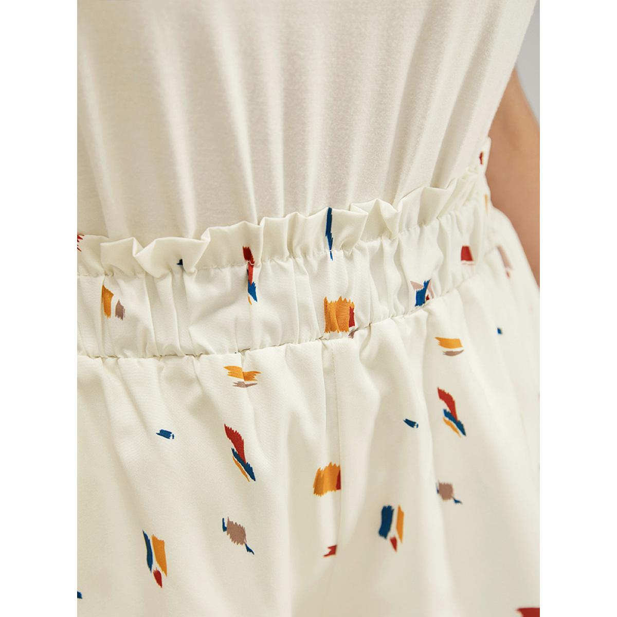 Plus Size Allover Print Paperbag Waist Pocket Shorts Women Ivory Vacation Elastic Waist Loose Dailywear Shorts BloomChic 22-24/3X Product Image