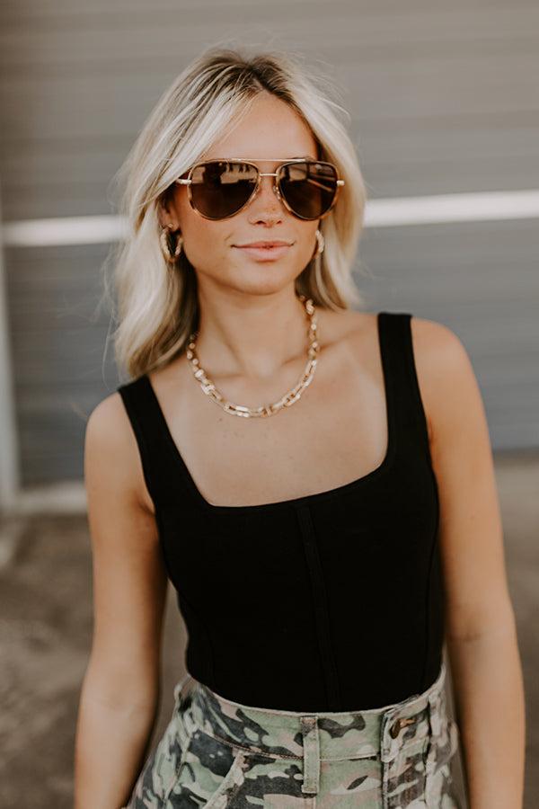 Quay All In Mini Polarized Aviator Sunnies in Brown Product Image