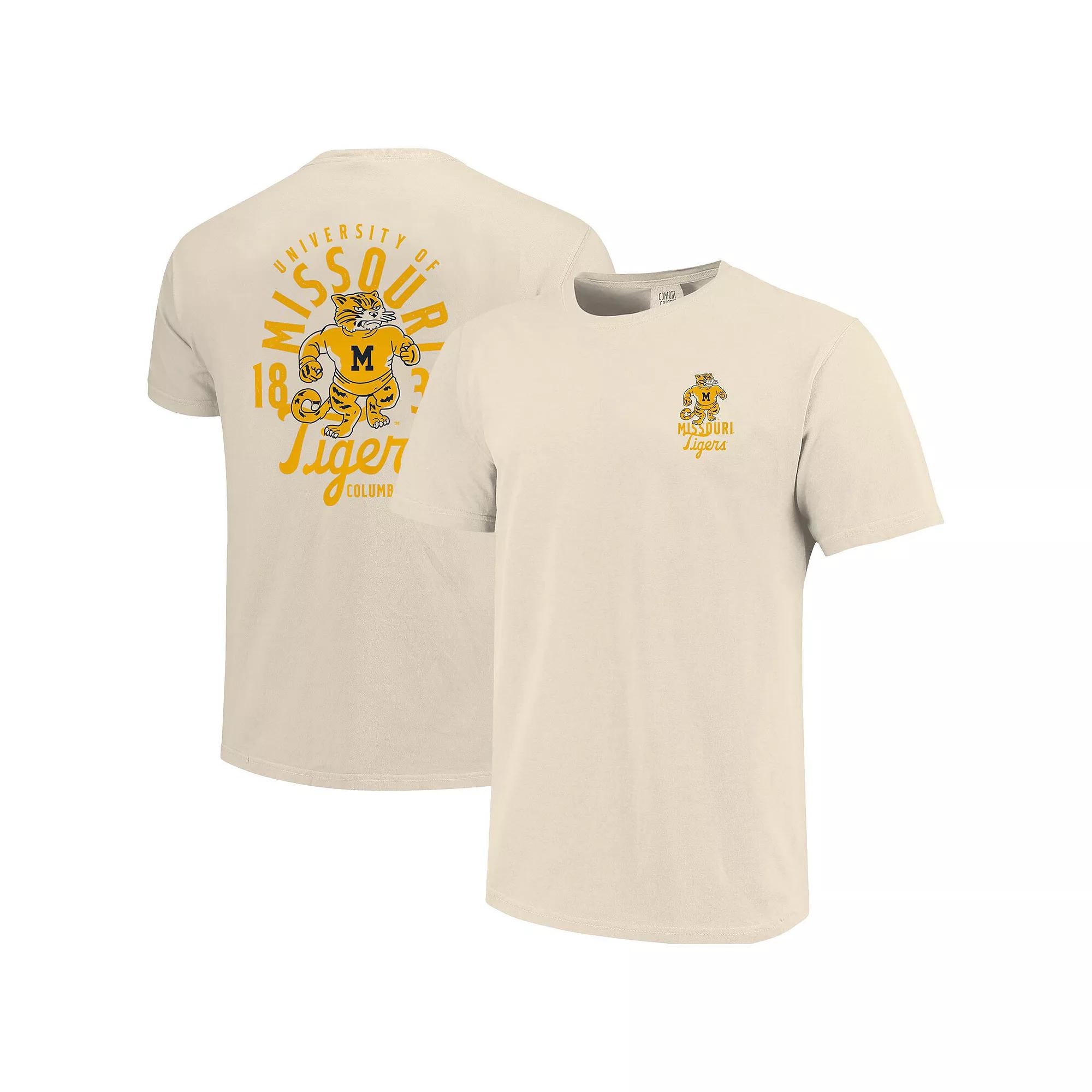 Men's Cream Missouri Tigers Comfort Colors Mascot Overlay T-Shirt, Size: XL, Beige Product Image