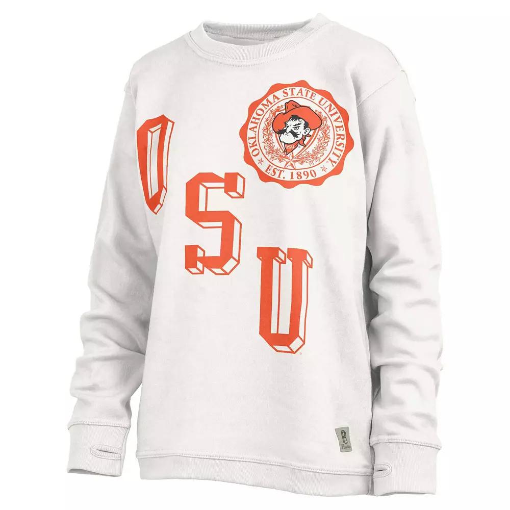 Women's Pressbox White Oklahoma State Cowboys Shoreline Sundown Pullover Sweatshirt, Size: Large Product Image