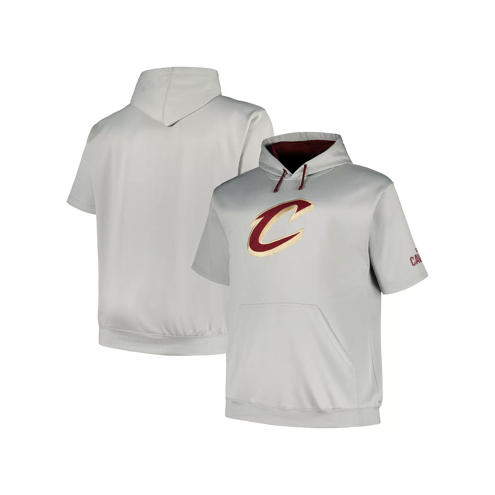 Men's Fanatics Branded Silver Cleveland Cavaliers Big & Tall Logo Pullover Hoodie,  Product Image