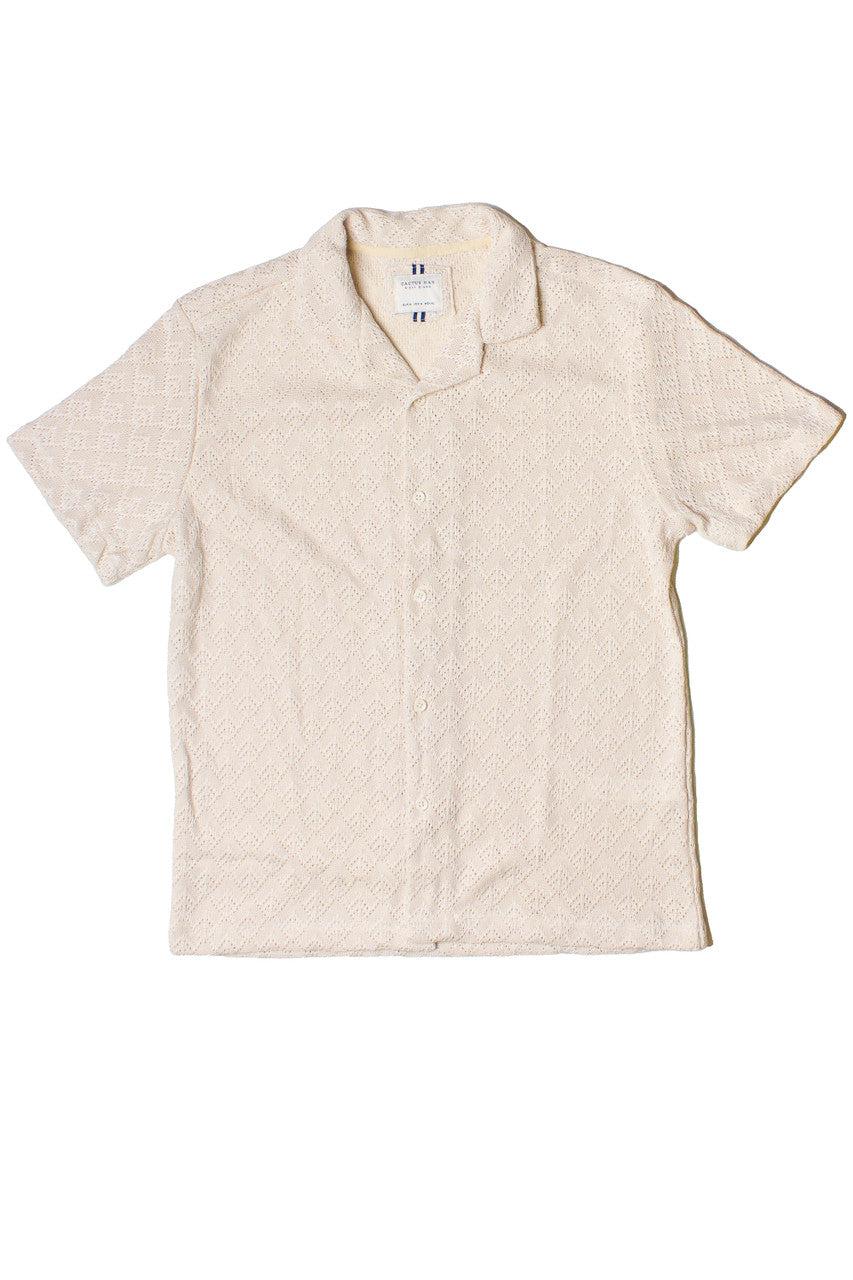 Textured Diamond Crochet Button Up Shirt Product Image