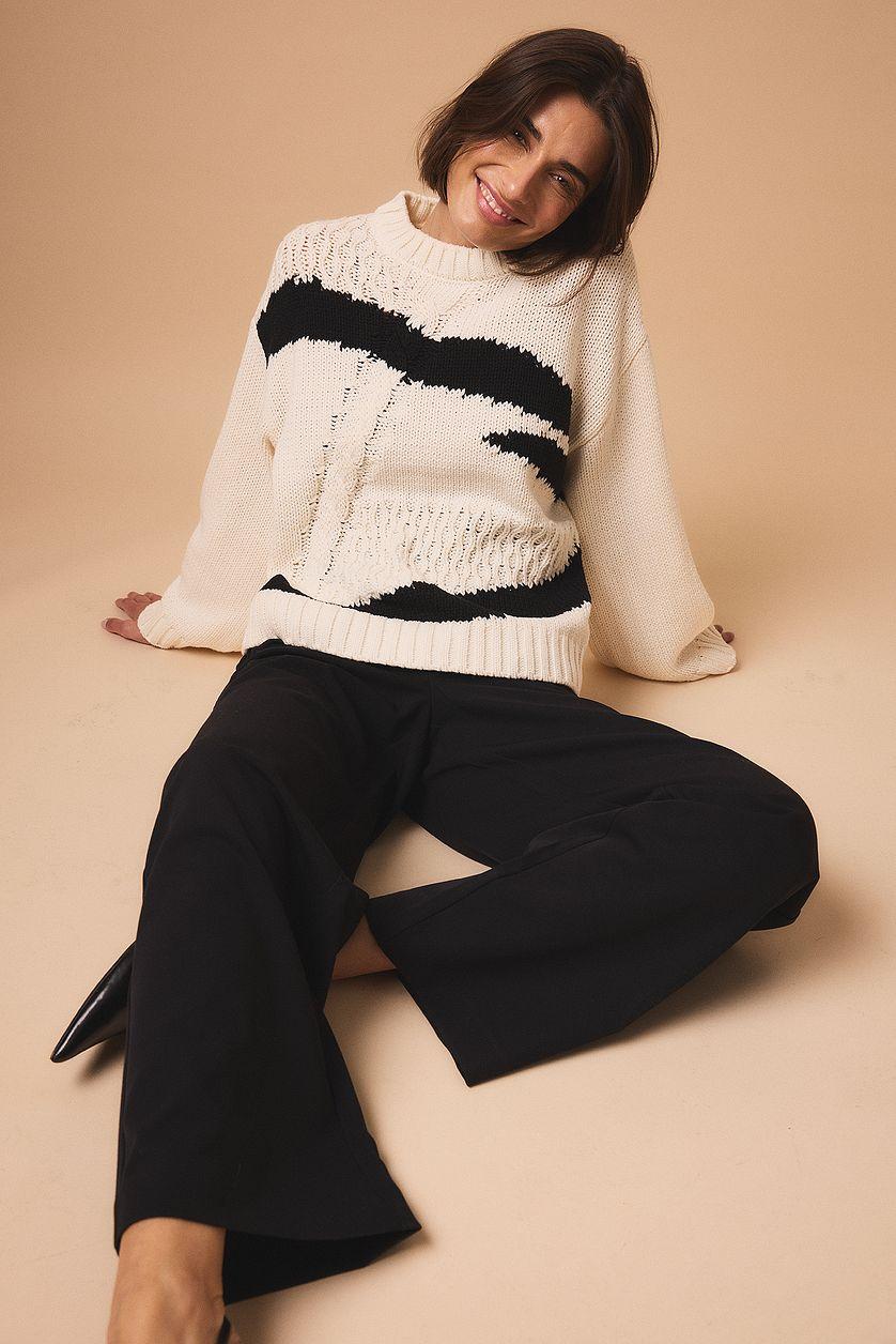 Cable Knitted Pattern Oversized Sweater Product Image