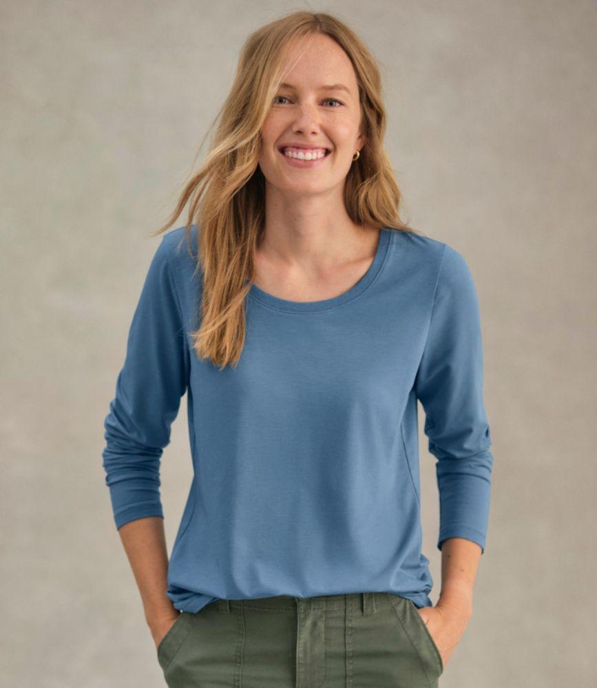 Women's Soft Stretch Supima-Blend Tee, Scoopneck Long-Sleeve Product Image