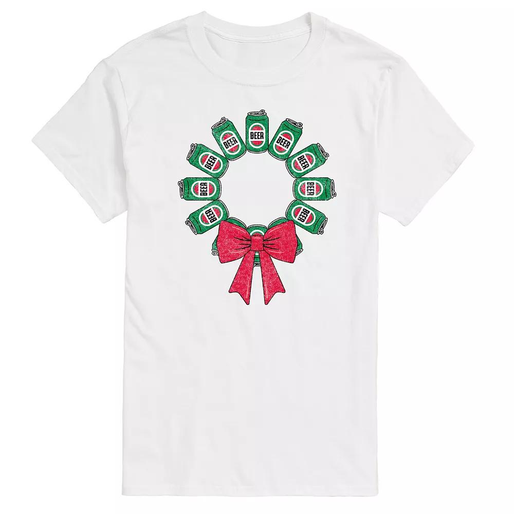 Men's Beer Christmas Wreath Graphic Tee,  Product Image