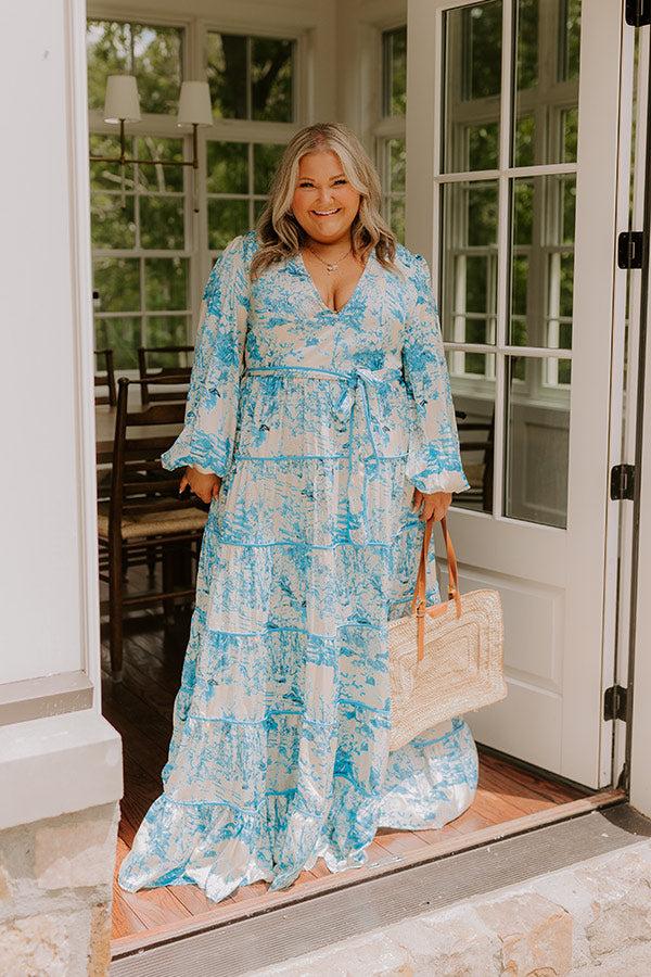 Chateau Chic Tiered Maxi Dress in Sky Blue Curves Product Image