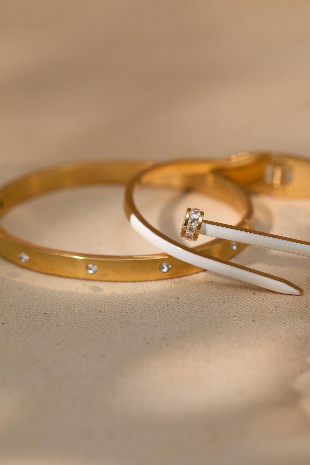 Stainless Steel Halo Wrapped Nail Bangle Set Product Image