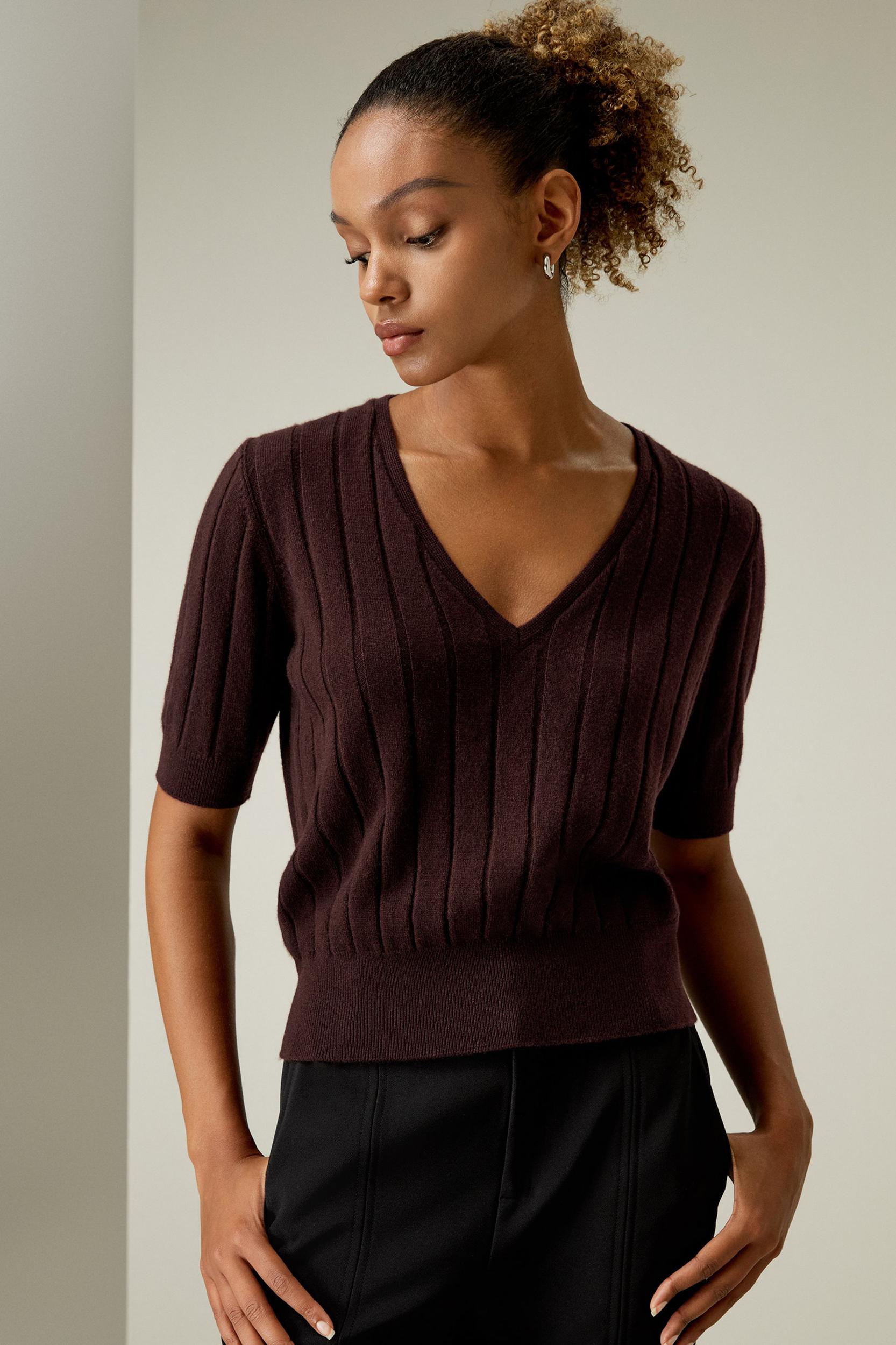 LILYSILK Womens Cashmere Sweater - Medium Gray Pure Cashmere - Comfortable V-Neck Top M Product Image