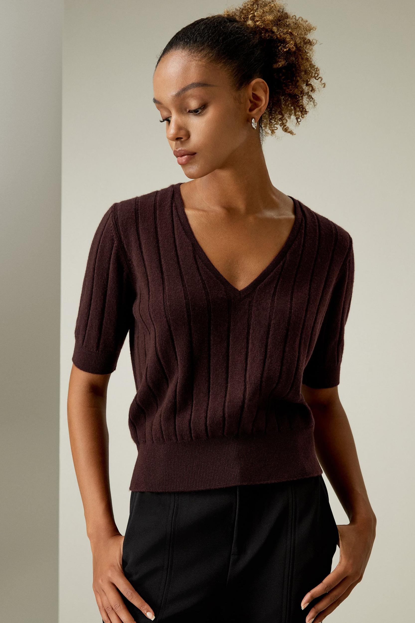 LILYSILK Womens Cashmere Sweater - Medium Gray Pure Cashmere - Comfortable V-Neck Top M Product Image