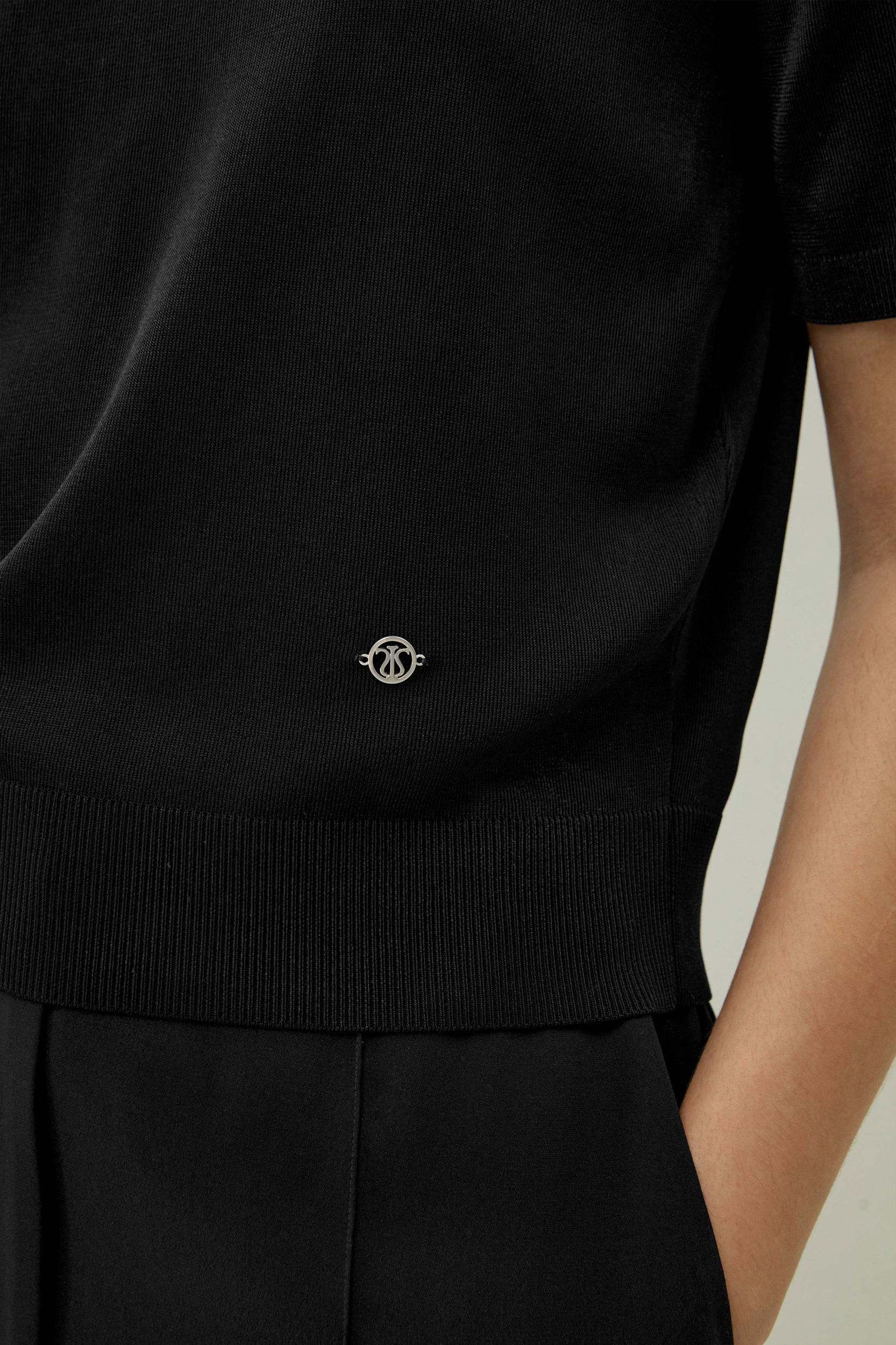 Sophisticated Dual-Knit Silk T-Shirt Product Image