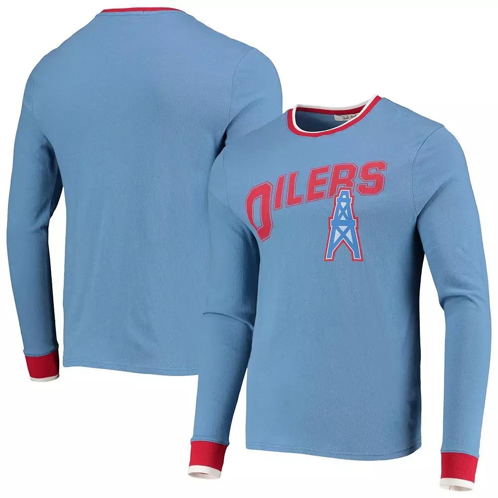 Men's Junk Food Light Blue Houston Oilers Ringer Long Sleeve T-Shirt, Size: 2XL, Nfl Light Product Image