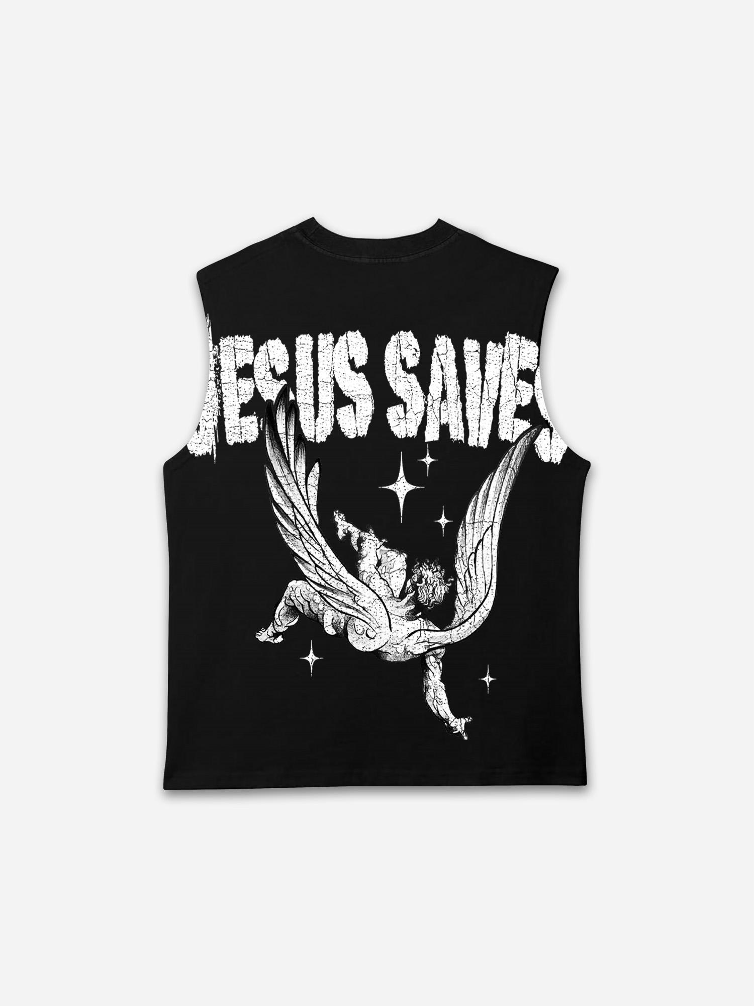 Jesus Saves Angels Print Tank Top Product Image