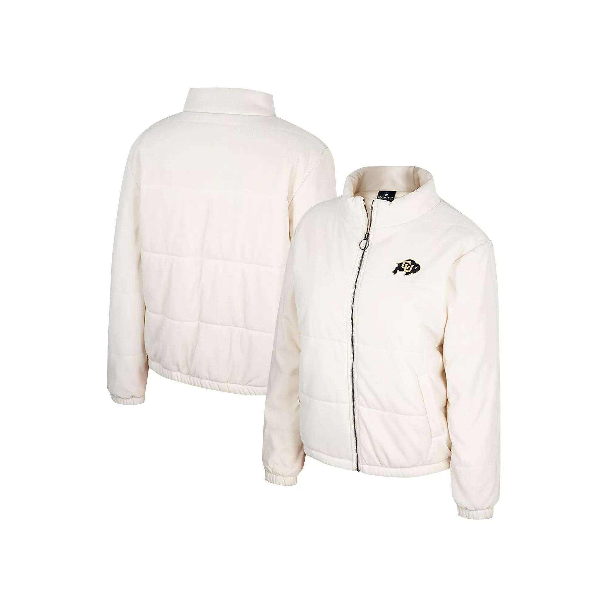 Women's Colosseum Cream Colorado Buffaloes So Hot Right Now Quilted Puffer Full-Zip Jacket, Size: XL, Beige Product Image
