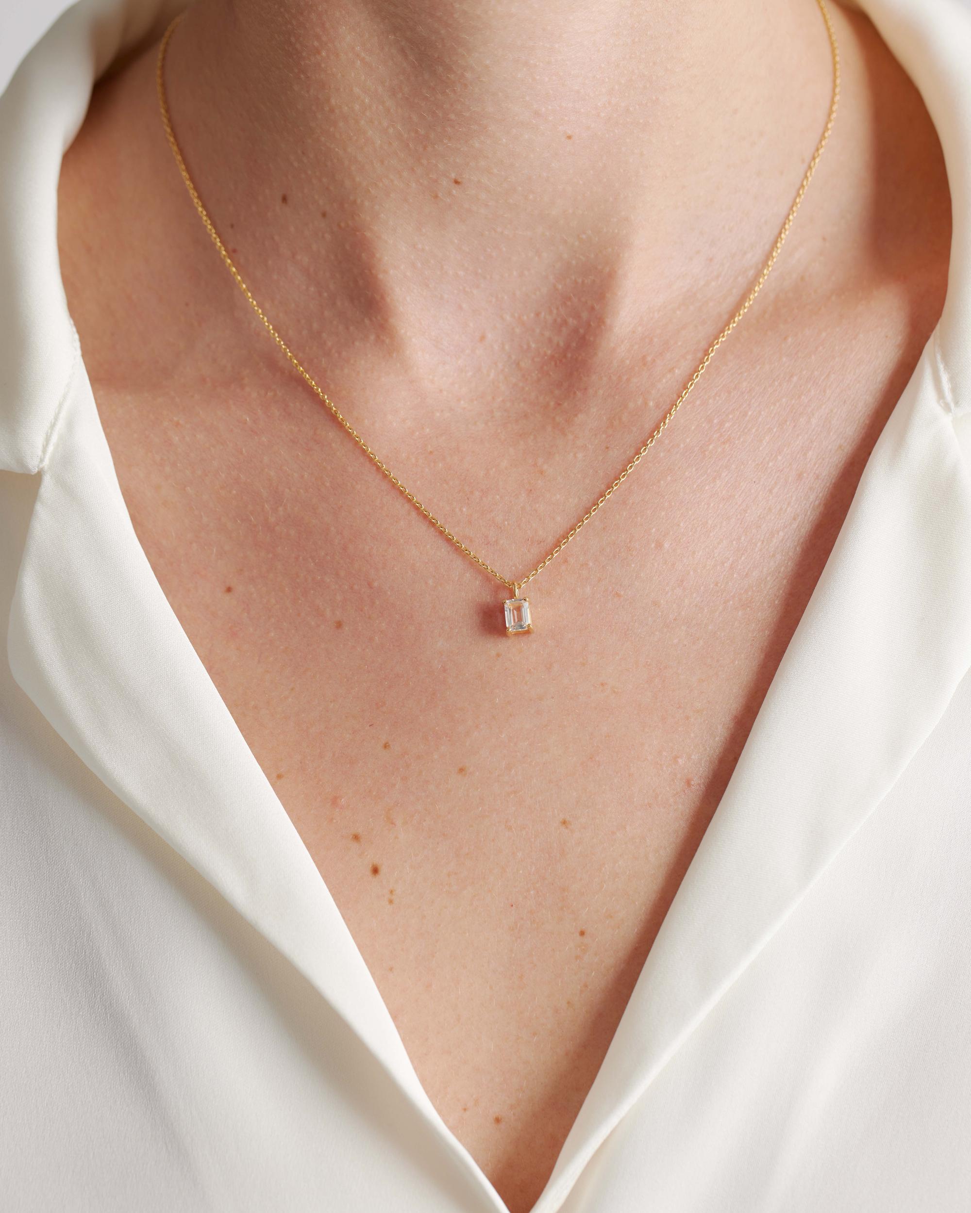 Quince | Women's Emerald Cut Topaz Sol Pendant Necklace Product Image