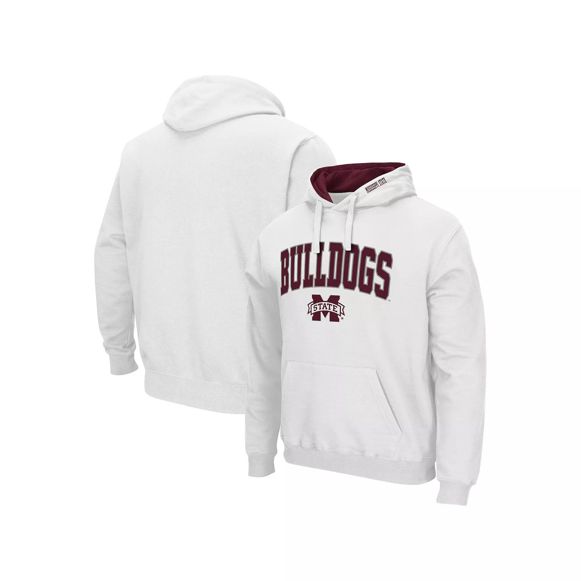 Men's Colosseum White Mississippi State Bulldogs Arch & Logo 3.0 Pullover Hoodie,  Product Image