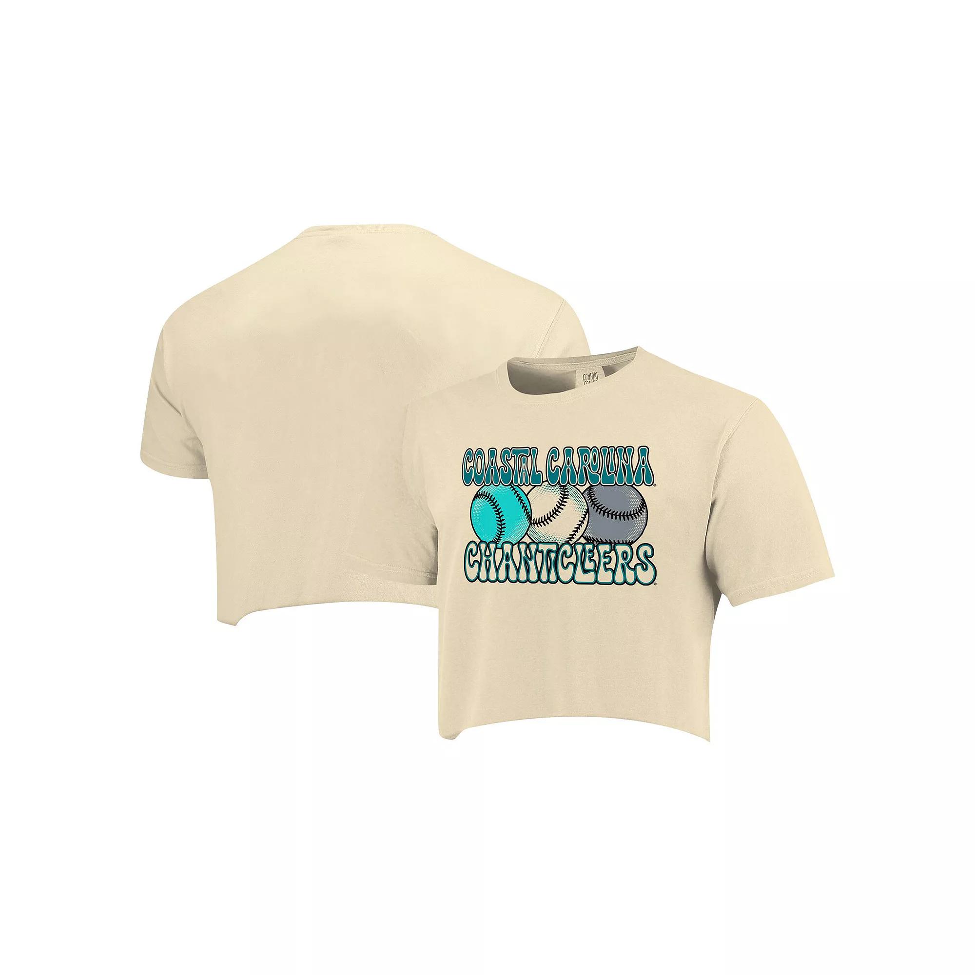 Women's Natural Coastal Carolina Chanticleers Comfort Colors Baseball Cropped T-Shirt,  Product Image