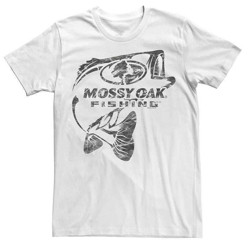 Men's Mossy Oak Fishing Bass Gray Water Surface Logo Graphic Tee,  Product Image
