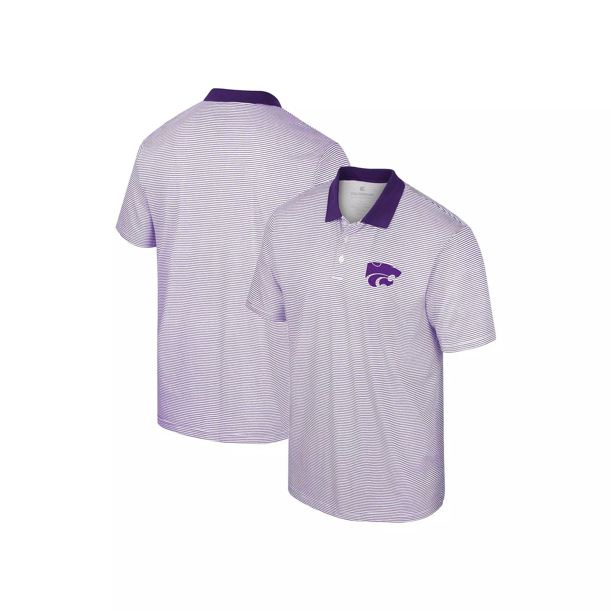 Men's Colosseum White/Purple Kansas State Wildcats Print Stripe Polo,  Product Image