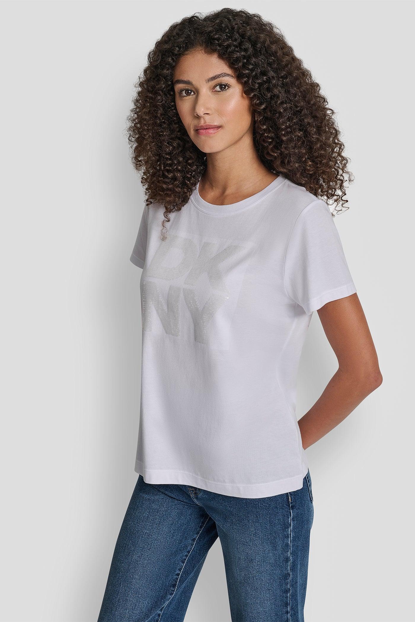 DKNY SEQUIN LOGO CREW NECK TEE Product Image