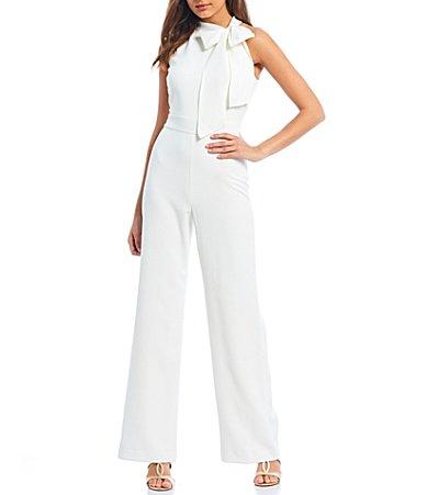 Vince Camuto Sleeveless Bow Tie Mock Neck Jumpsuit Product Image
