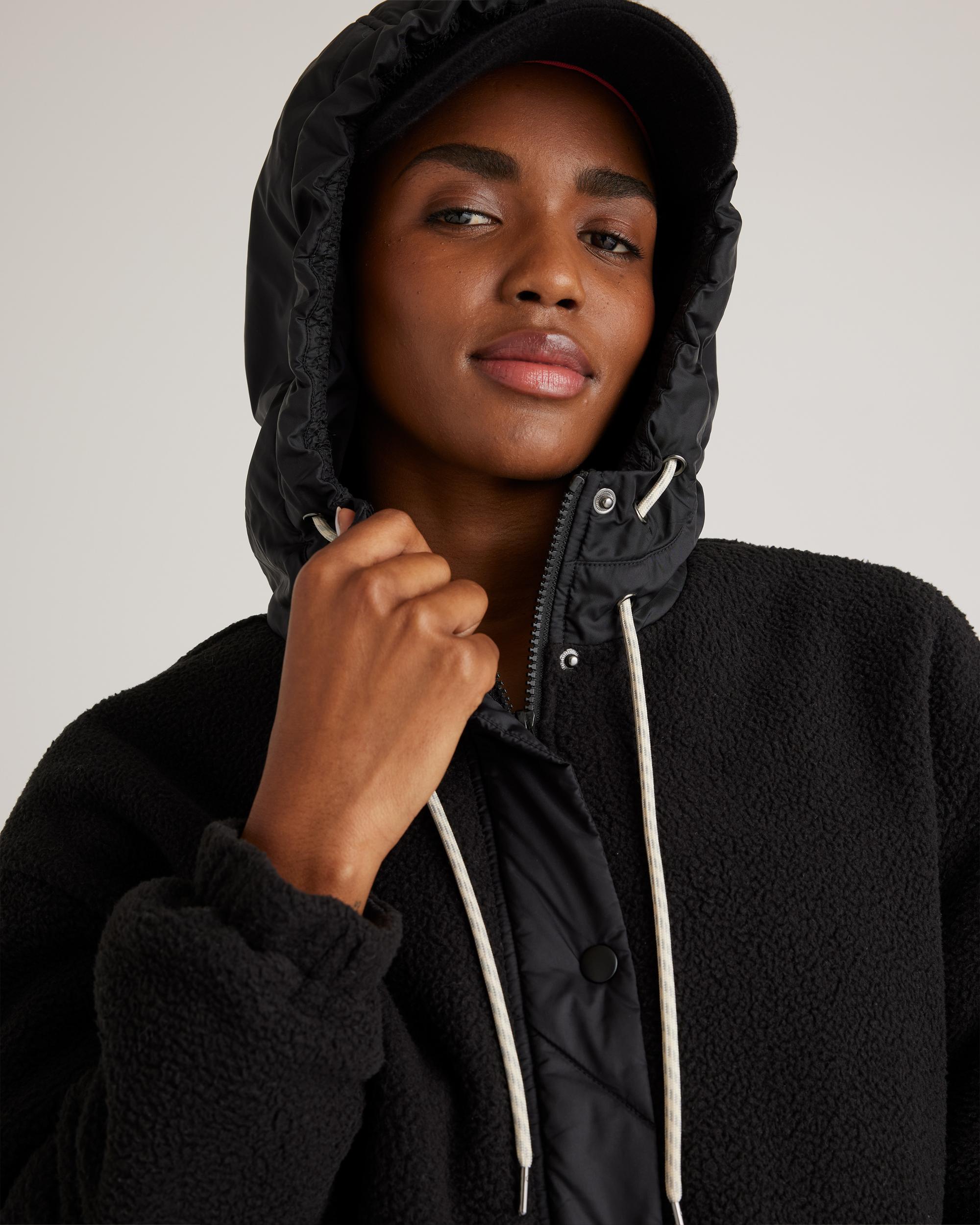 Quince | Women's Long Hooded Sherpa Jacket Size XS, 100% Polyester Product Image