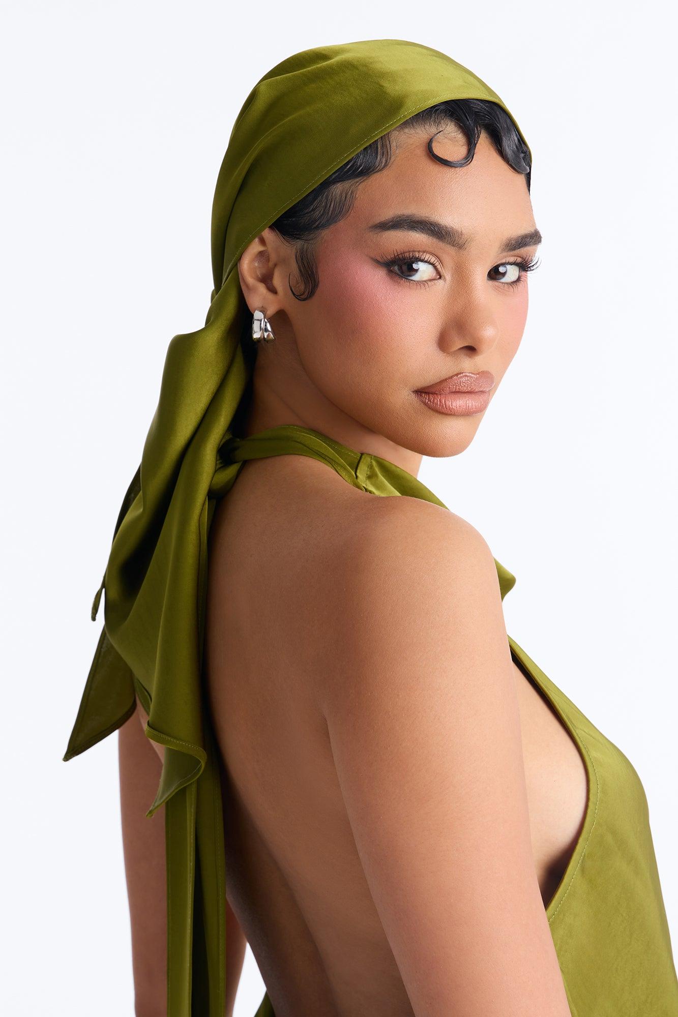 Eve Satin Halter 3 Piece Pant Set - Green Female Product Image