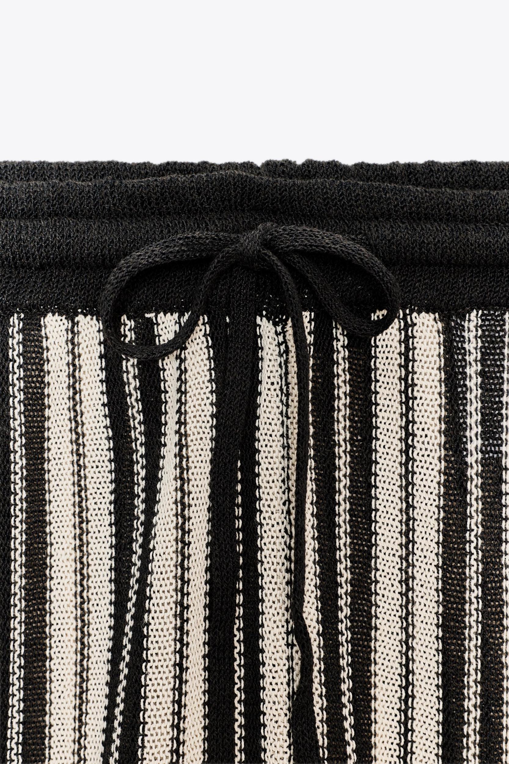 STRIPED LINEN CUFFED HEM PANTS Product Image